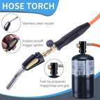 TAUSOM Propane Torch Hose Kit 3.6Ft, Mapp Map Gas Torch Kit Trigger Start, Adjustable Heat Knob Near Torch Head Stainless Steel, Soldering Torch -with Hook