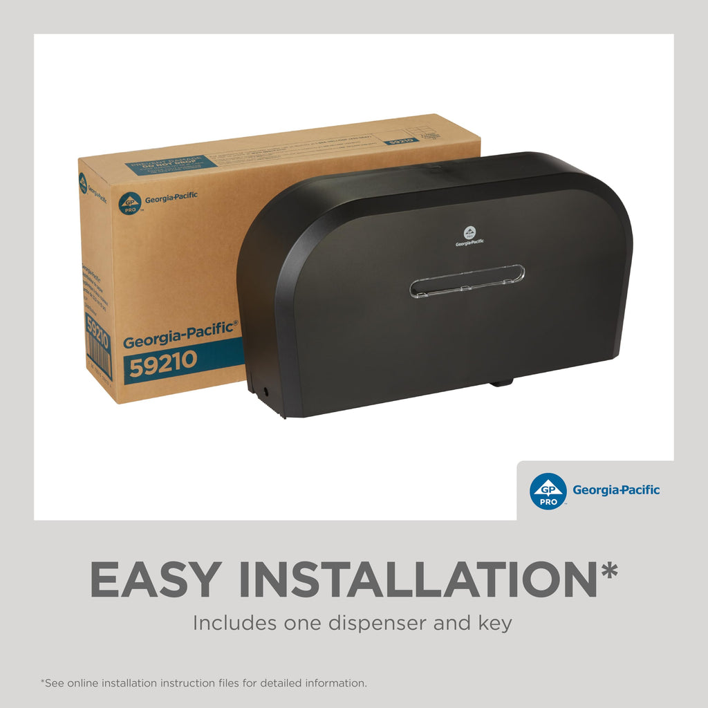 Georgia-Pacific Two-Roll Jumbo Jr. Toilet Paper Dispenser by GP PRO, Black, 59210, 22.1"W x 4.8"D x 12.1" H