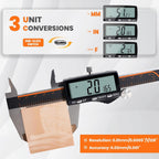 HARDELL Digital Caliper, Rechargeable Calipers with Large LCD Screen, Stainless Steel Caliper Measuring Tool, Auto-Off Micrometer, Inch/MM/Fraction for DIY/Household/3D-printing