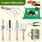 Garden Tools 9 Pcs Heavy Duty Gardening Tool Set Green Tote Bag Men Women