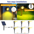 T-SUNUS Solar Spot Lights Christmas 6-in-1 Outdoor Warm White 3000K Landscape Spotlight IP65 Waterproof Separated Panel Spotlights with 9.8ft Cable Auto On/Off for Tree Lawn Driveway Pathway Halloween
