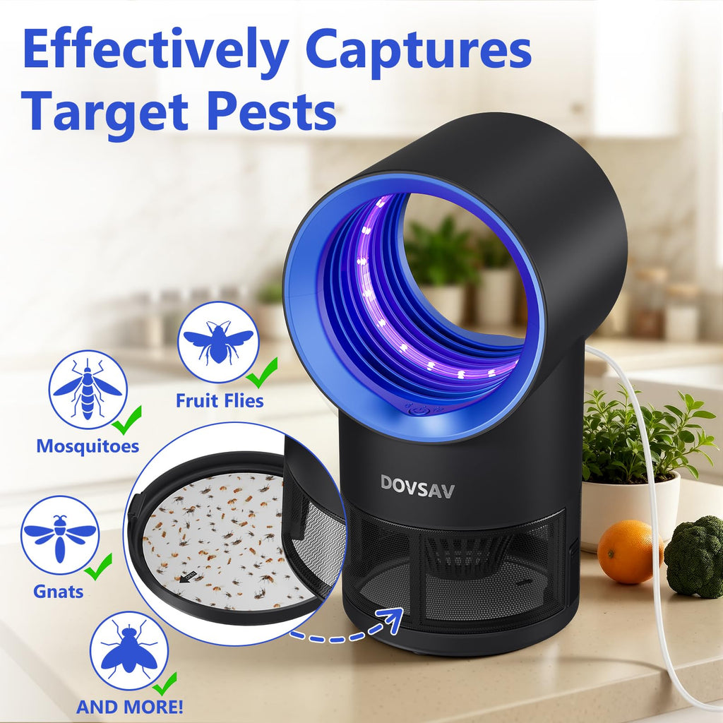 Fruit Fly Trap for Indoors, Blue Bug Zapper Indoor with Suction & Timer