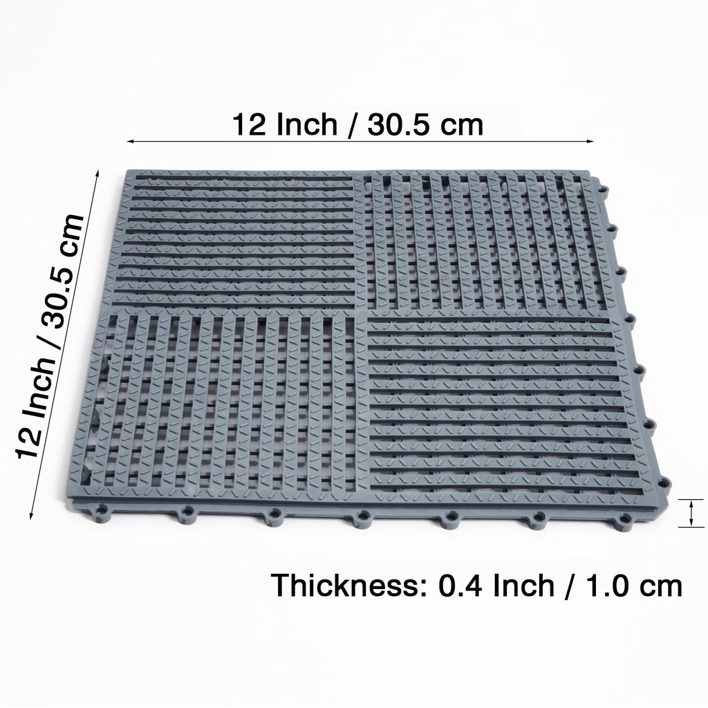 wiiiw 9 Pack Modular Interlocking Tiles Double Non-Slip 12"x12" Dark Gray