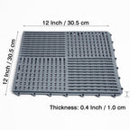 wiiiw 9 Pack Modular Interlocking Tiles Double Non-Slip 12"x12" Dark Gray