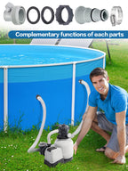 PAMASE Pool Hose Adapter A & B - Conversion Connector for 1.5"&1.25" Hoses with Clamps Gaskets, Replacement Parts fits Intex Filter Pumps, Saltwater System, Above Ground Swimming Pool (4Pack)