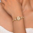 Gold Catholic Bracelet for Women-14k Gold Plated Bracelet,Hypoallergenic Non Tarnish Trendy Jewelry,Dainty Stainless Steel Cubic Zirconia Religious Baptism Virgin Mary Bracelets Gifts for Mom