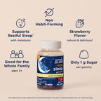 Mommy's Bliss Kids Sleep Gummies with Melatonin, Support Your Natural Sleep Process, Age 3 Years to Adults, Strawberry Flavor, 1G of Sugar, 60 Gummies (Pack of 3)