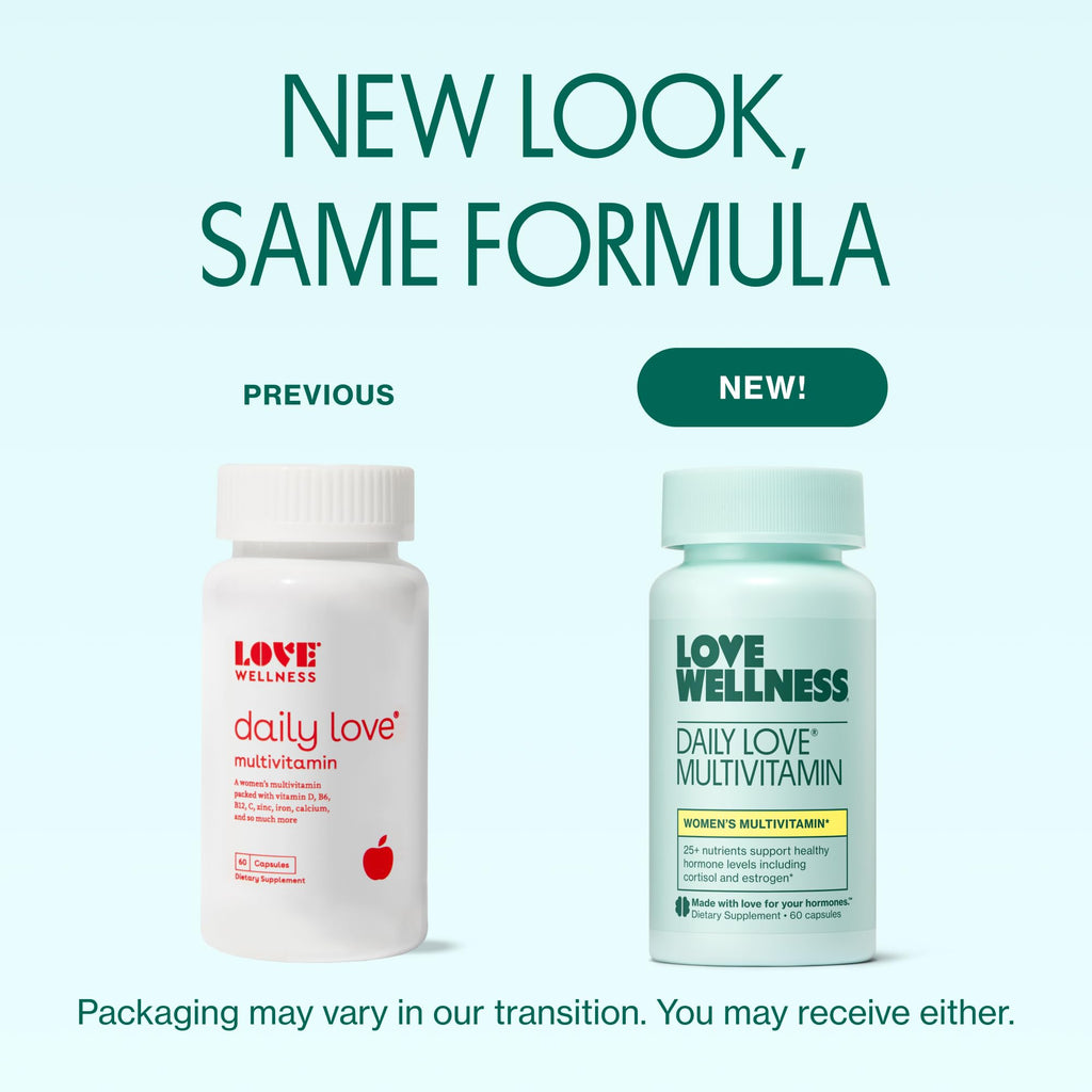 Love Wellness Daily Love Multivitamin for Women | Supports Energy, Cortisol, Immune Health, Stress Relief, & PMS | Complete with Vitamin D, C, Iron, Calcium, Zinc, & Biotin, Magnesium | 60 Count