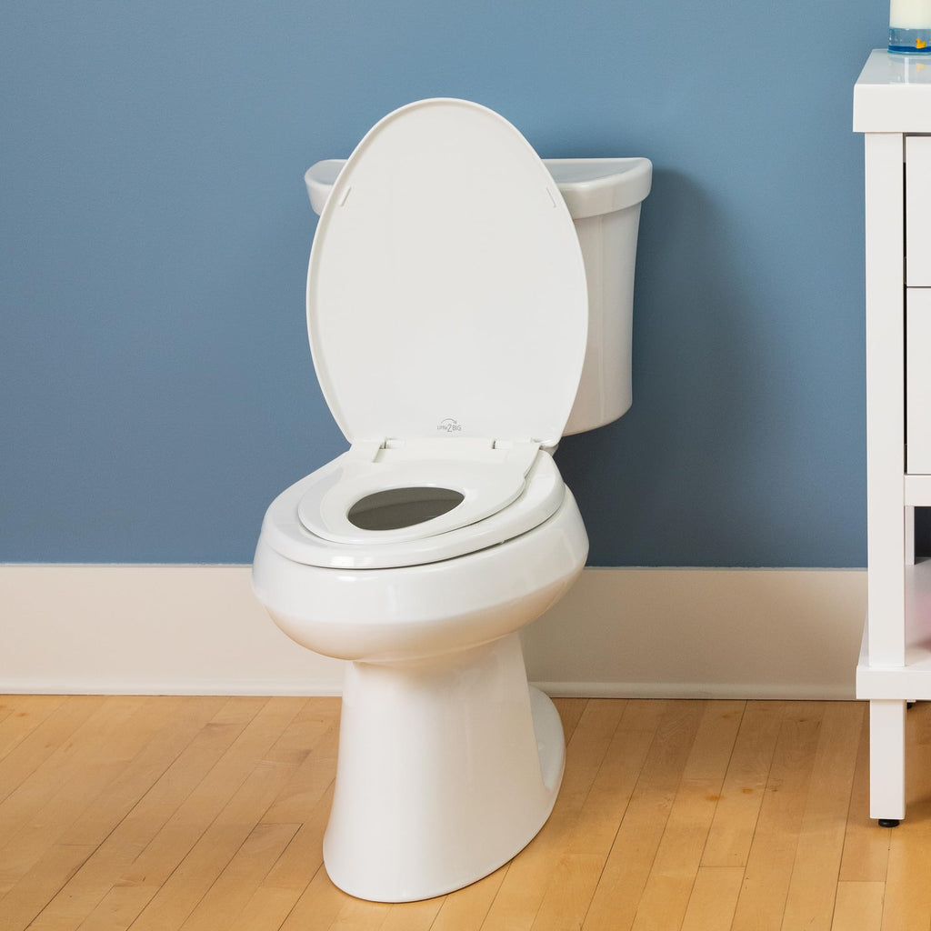 Little2Big Toilet Seat with Built-In Potty Training Seat, Slow Close, Durable Plastic, Made in USA, ROUND, White