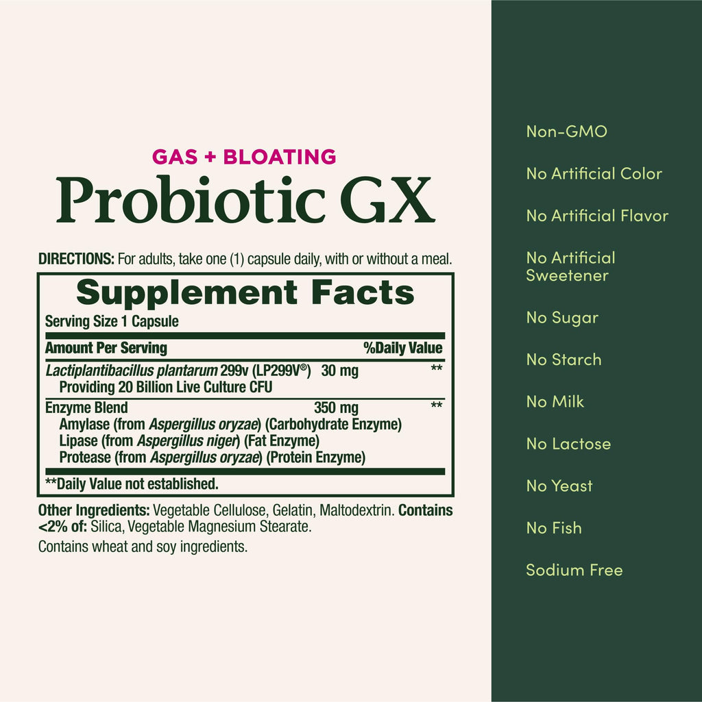 Nature's Bounty Probiotic, for Occasional Gas and Bloating Dietary Formula, Dietary Supplement, Helps with Abdominal Discomfort, Promotes Digestive Health, 25 Capsules (Pack of 2)
