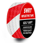 SWRT 2 Inch X 160 FT Reflective Tape Outdoor Waterproof Red & White Reflective Strong Adhesive Caution Hazard Warning Reflector Conspicuity Tape for Trailer Sign