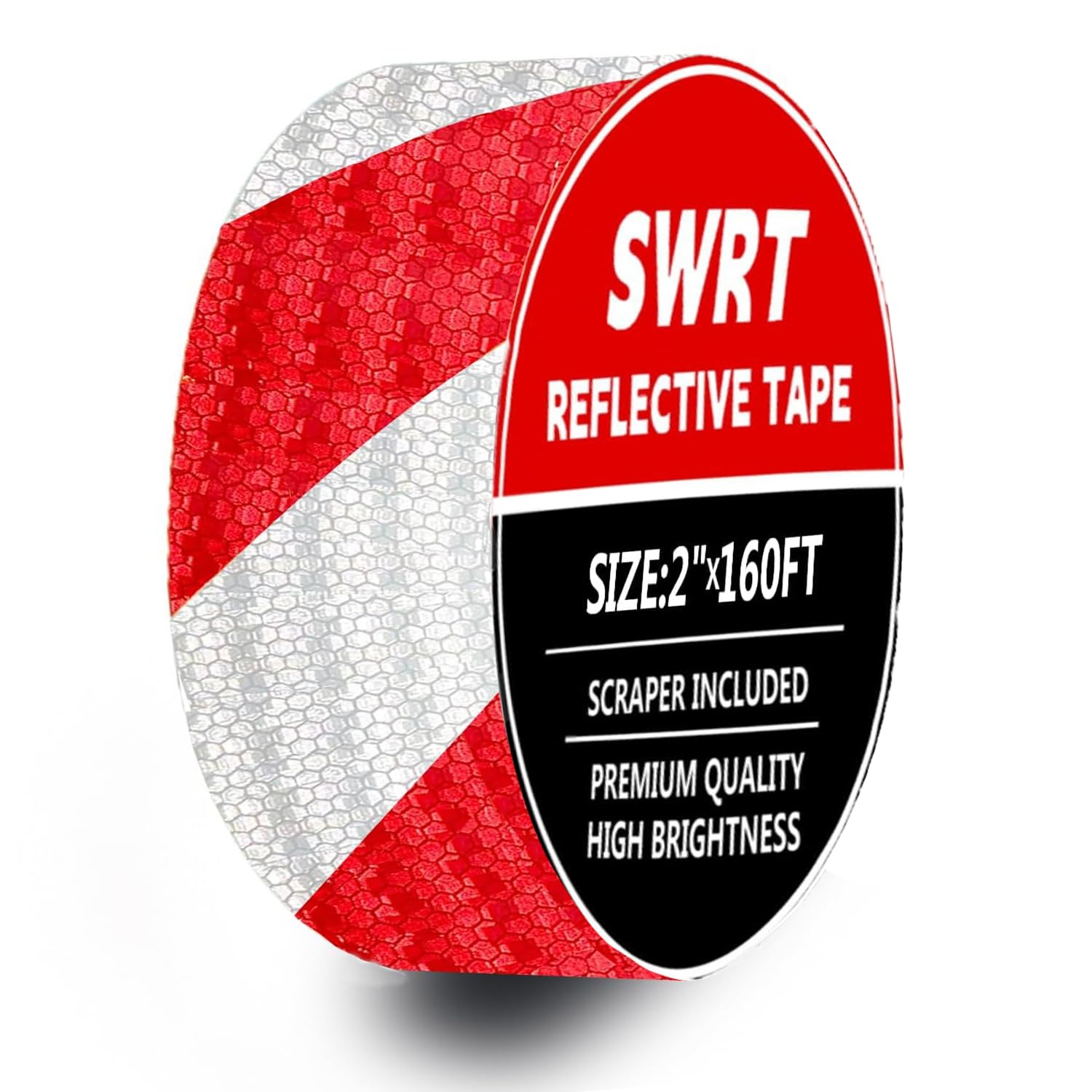 SWRT 2 Inch X 160 FT Reflective Tape Outdoor Waterproof Red & White Reflective Strong Adhesive Caution Hazard Warning Reflector Conspicuity Tape for Trailer Sign