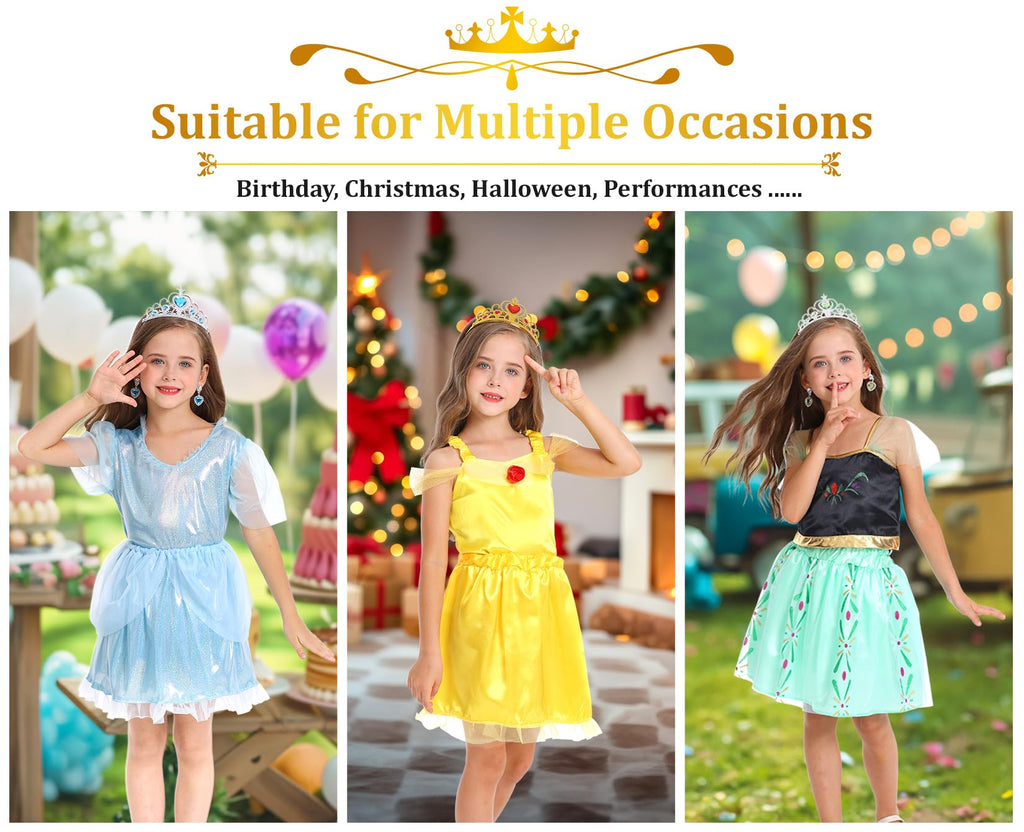LIMIROLER 18 Pcs Princess Dress Up Clothes for Girls Role Play Gift Set