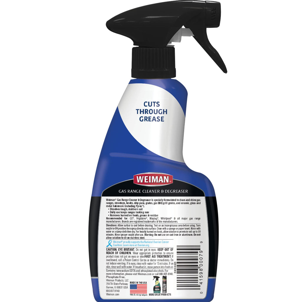 Weiman Heavy Duty Gas Range & Stove Top Cleaner and Degreaser - 2 Pack, 24 Ounces with MicroFiber Cleaning Towel