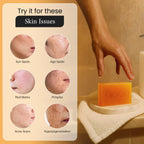 QOOQ Turmeric Kojic Acid Soap for Dark Spots Remover – Facial Cleansing Bar with Vitamin C, Retinol, Collagen, Vitamin E, Glycerin, Shea Butter & Castile Olive Oil – Soap for Women & Men (120g x 4)