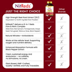 NitReds Beet Root Nitric Oxide Supplement, 200mg Nitrates Complex from Grape Seed & Pomegranate, Red Spinach & Beets for Heart Health - Flow & Circulation Super Reds for Men & Women - 60 capsules