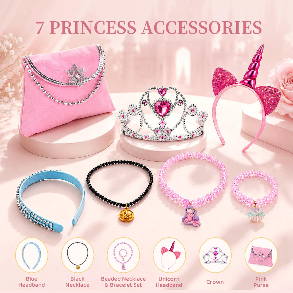 Meland Princess Dress Up Trunk for Girls 3-8, Toys Gift Set for Holidays