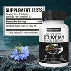 TUVAAZ PURELYNUTRIENT Ethiopian Black Seed Oil Capsules with 4.64% Thymoquinone, Immune Support & Digestion & Energy Booster, Non-GMO, Gluten-Free, 60 Count