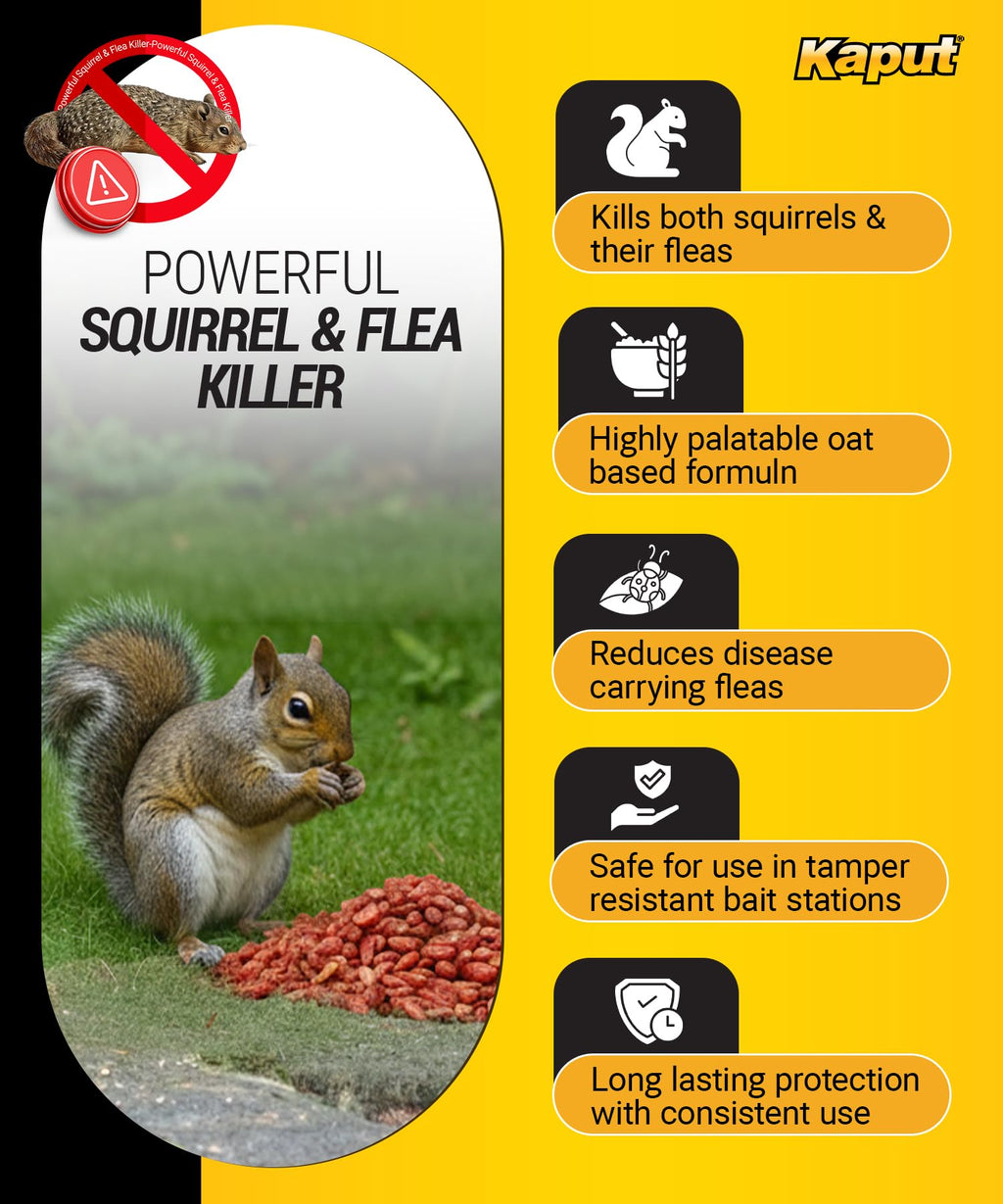 Kaput Ground Squirrel Bait - Effective Fleas & Squirrel Killer with Diphacinone & Imidacloprid - Targeted Pest Control for Outdoor Use, (5 lbs)