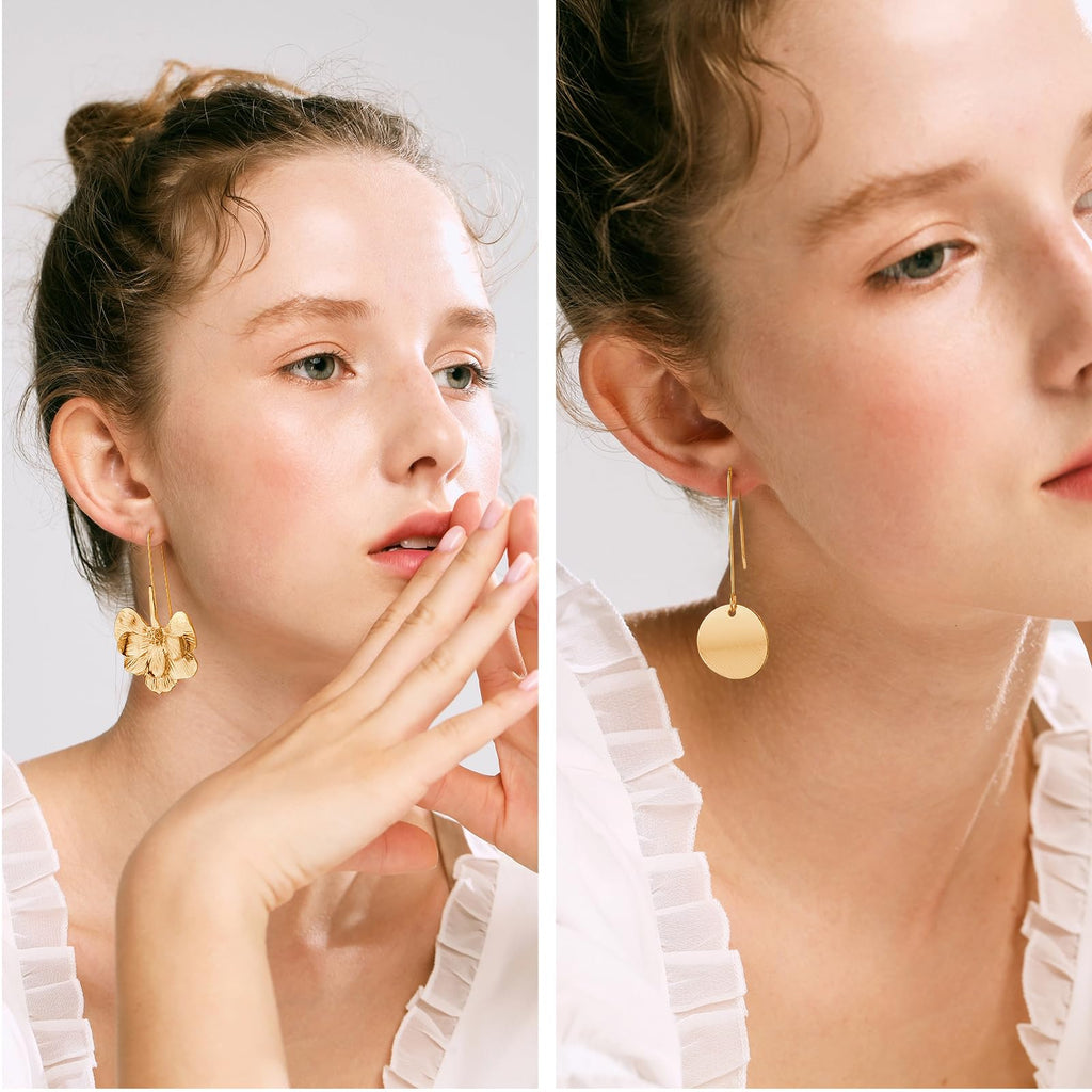 Funtopia Gold Dangle Earrings 68 Pairs Fashion Statement Earring for Women