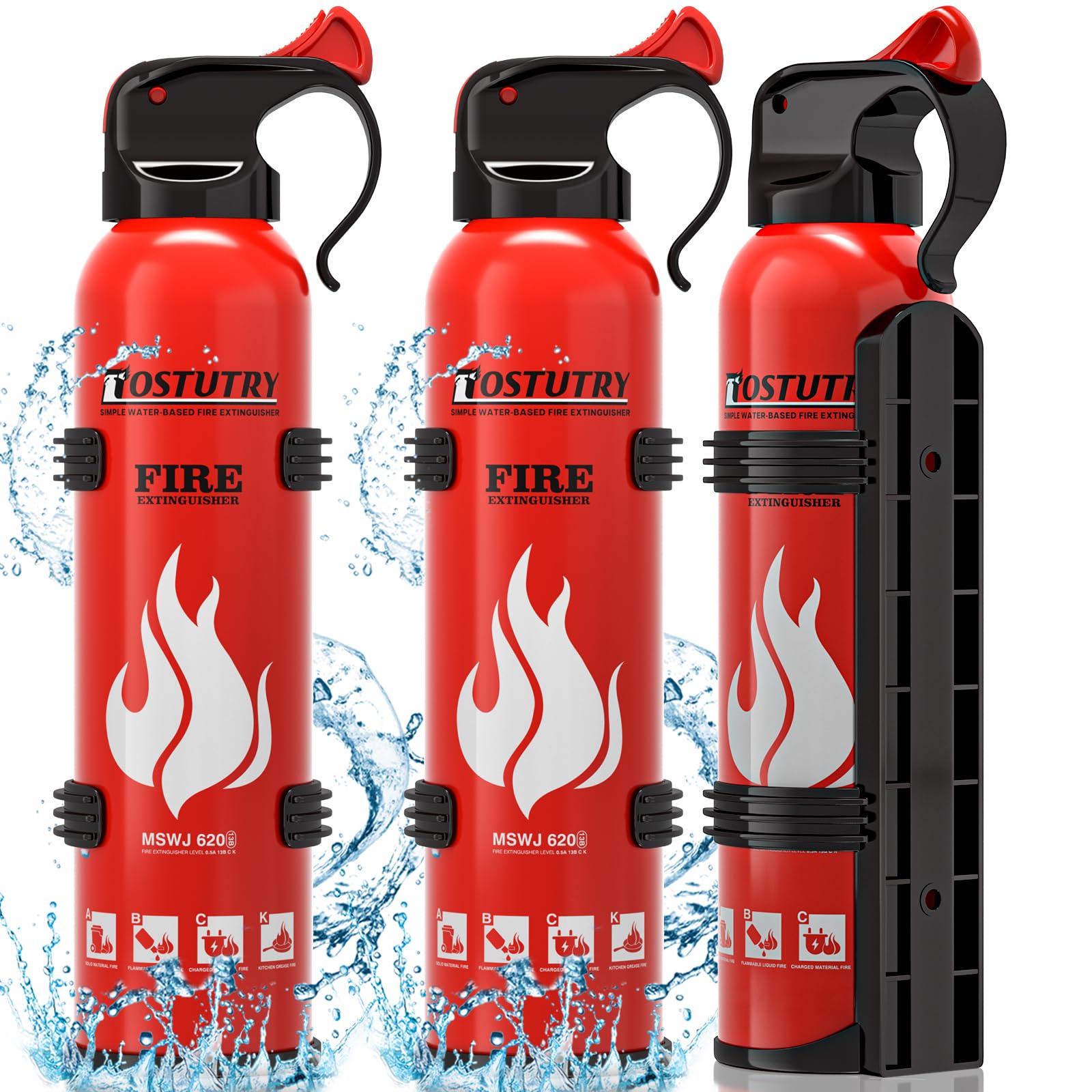Upgraded 8-IN-1 Fire Extinguisher for Home Vehicle Car Kitchen Boat, Small Fire Extinguishers Spray with Mount for Class A B C K Fire, Portable Non-Toxic Prevent Re-Ignition Easy Clean (3 Pack)