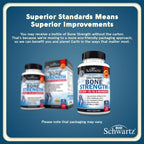 BioSchwartz Bone Strength Supplement - Gentle Non-Constipating Bone Health Supplement for Women & Men with 9-in-1 Complex with Calcium Magnesium Zinc D3 K2 & More - 3rd Party Tested - 1 Month
