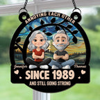 Wrappiness Love You Forever Personalized Suncatcher - Annoying Each Other Since Couple Custom Gift with Hanging Chain for Wife and Husband, Anniversary Valentines Birthday Gift for Him Her Spouses