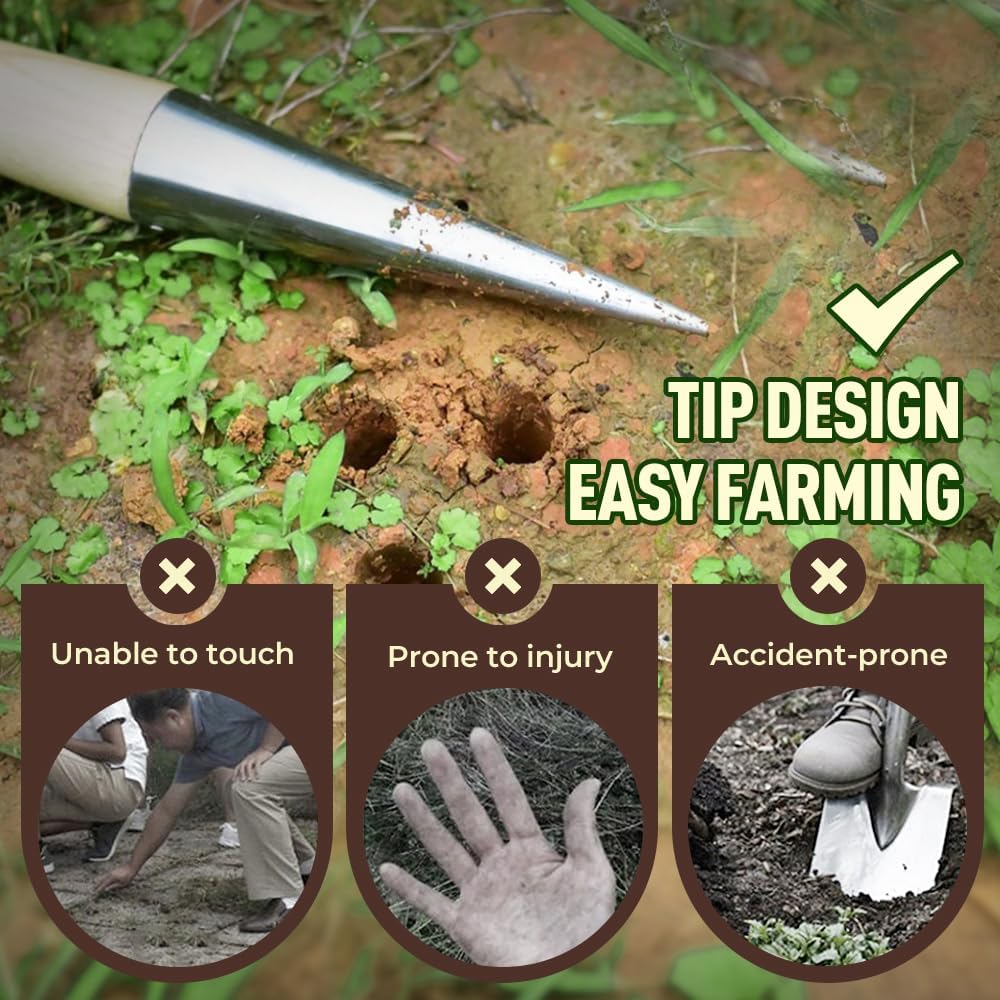 Plant Hole Digger for Planting, 2026 Hand Dibbler Seed Planter Tool, Bulb Planter Tool, Seeds Transplanting Plants Planting Bulbs, Garden Seed Dispenser for all vegetable fruit flower seeds (1pc)