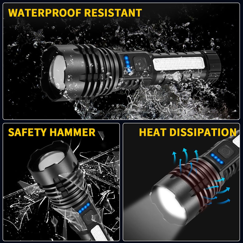 ZioeYiue Rechargeable Flashlights High Lumens, 7Mode Super Bright Flashlight Powerful, Adjustable Tactical Flash Light High Powered, LED Flashlights for Home Emergency Hunting Camping Essentials Gear