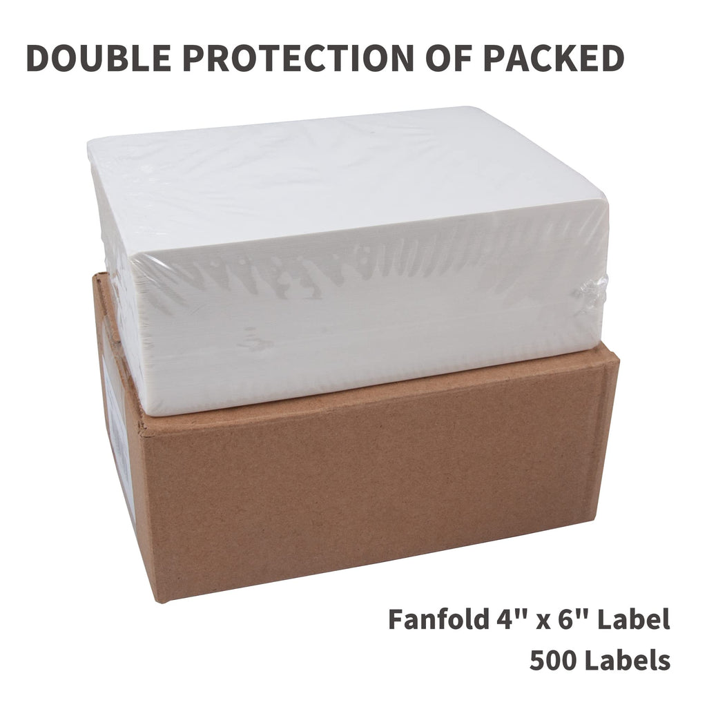 L LIKED 4x6 Direct Thermal Labels, 500pcs Perforated Fanfold, Compatible Zebra & Rollo Printers (Pack of 2)