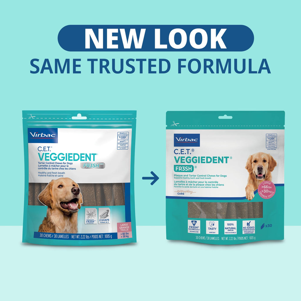 C.E.T. Veggiedent Fr3sh Plaque and Tartar Control Chews for Dogs, Large