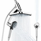 11.8'' High Pressure Rain Shower Head Combo, Upgrade Shower Heads with 9 Sprays Handheld Shower, Adjustable Detachable Dual Showerheads Built-in Magnetic Docking & Power Jets, Bathroom Decor, Chrome