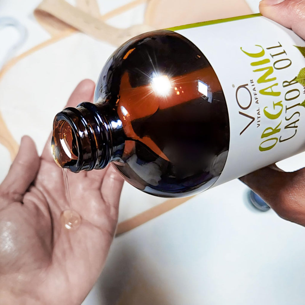 VITAL AFFAIR Castor Oil Cold Pressed Pure Glass Bottle Castor Oil with Flannel 100% Cotton Organic Castor Oil Packaging