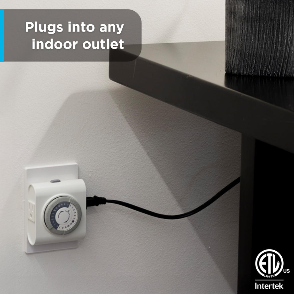 GE 24‑Hour Plug-in Mechanical Timer Outlet, 2 Grounded Outlets, 3 Pack