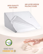 Forias Knee Wedge Pillow, 8" Pure 40D Memory Foam Knee Surgery Pillow Under Knee Pillow for Back Sleeping Post-Surgery Recovery Triangle Pillow for Sciatica Ankles Hip Knee Support