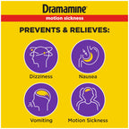 Dramamine Motion Sickness Less Drowsy, for Nausea Relief During Travel, 48 Count
