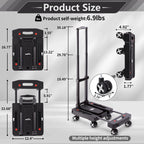 GtIiFmTe Foldable Hand Truck, Lightweight Luggage Cart for Airport Car Seat