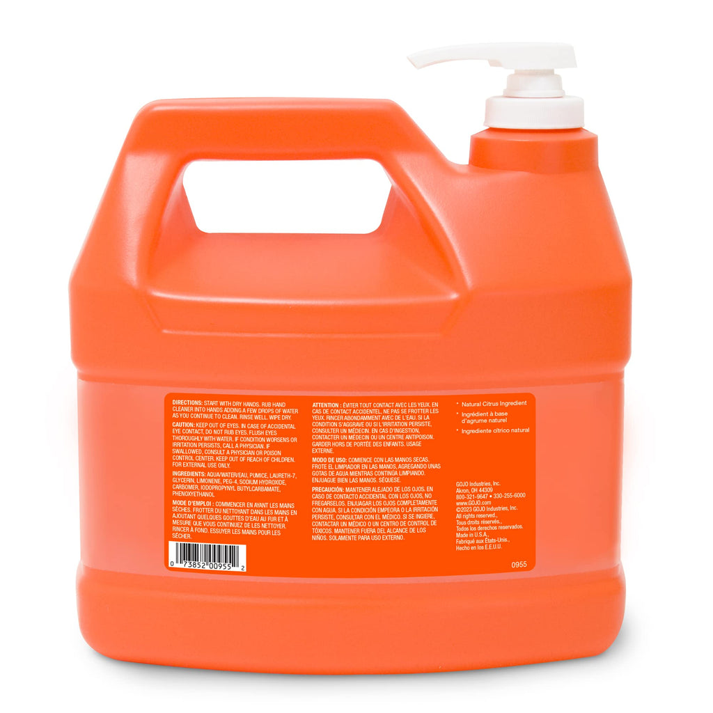 GOJO Natural Orange Pumice Hand Cleaner, Pump Bottle, 1ct x 1 Gal - 0955-02