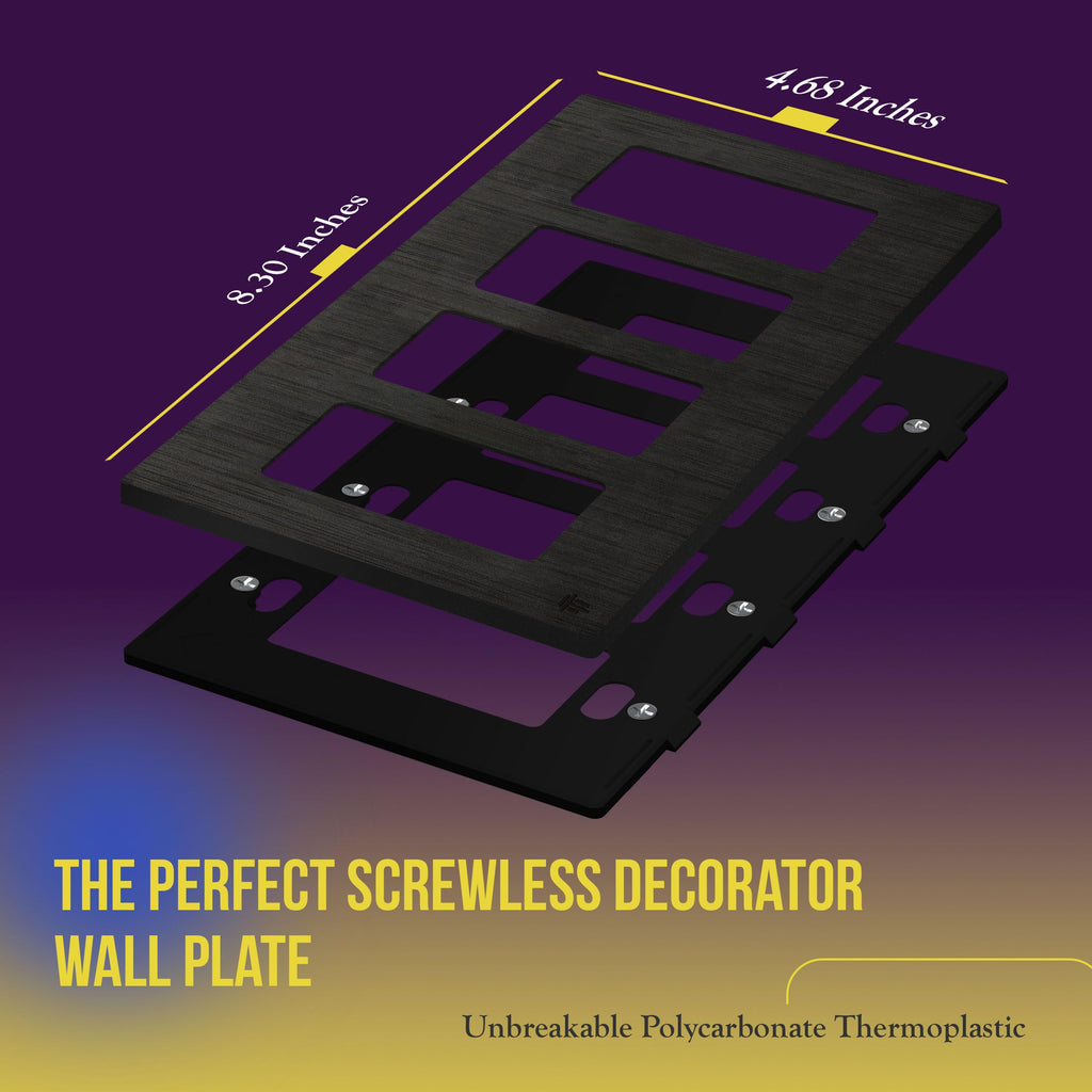 ENERLITES Elite Series Screwless Decorator Wall Plate Child Safe Outlet Cover, Gloss Finish, Size 4-Gang 4.68" H x 8.30" L, Unbreakable Polycarbonate Thermoplastic, SI8834-BDB, Brushed Dark Bronze