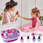 Golray Kids Nail Polish Set for Girls, All-in-One Nail Art Kit - Dryer/ Glitter Powder/ False Nails/ Nail Decals/ Toe Separator/File, Age 3-12 Little Girl Gift Toys
