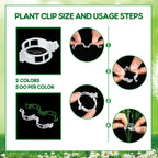 Vesici 1000 Pcs Support Garden Clips Tomato Vine Clips Grape Vine Tomato Clips for Climbing Trellis Orchid Flower Crop Vegetable to Grow Upright and Make Healthier, White and Green