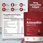 10 in 1 Astaxanthin 12mg Supplements, 4 Month Supply, Astaxantina Antioxidant from Fresh Haematococcus Pluvialis, Contains Lycopene, Grape Seed, Vitamin E, & More Supports Eye, Joints, Skin Health