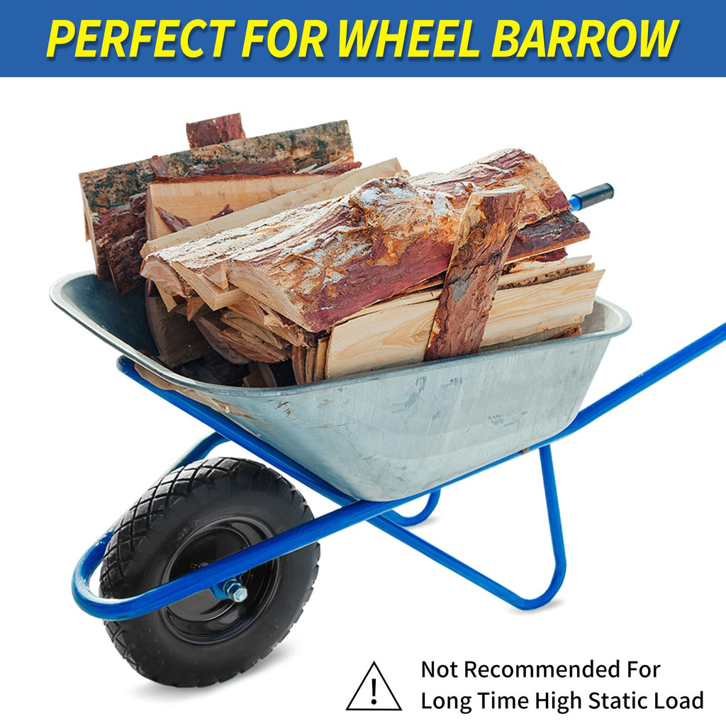 GICOOL 4.80/4.00-8" Wheelbarrow Tire, 16" Flat-Free Solid Tire and Wheel, 3-6" Centered Hub, 5/8" & 3/4" Bearing, For Garden Wagon Cart Trolley Dolly (1 Pack)