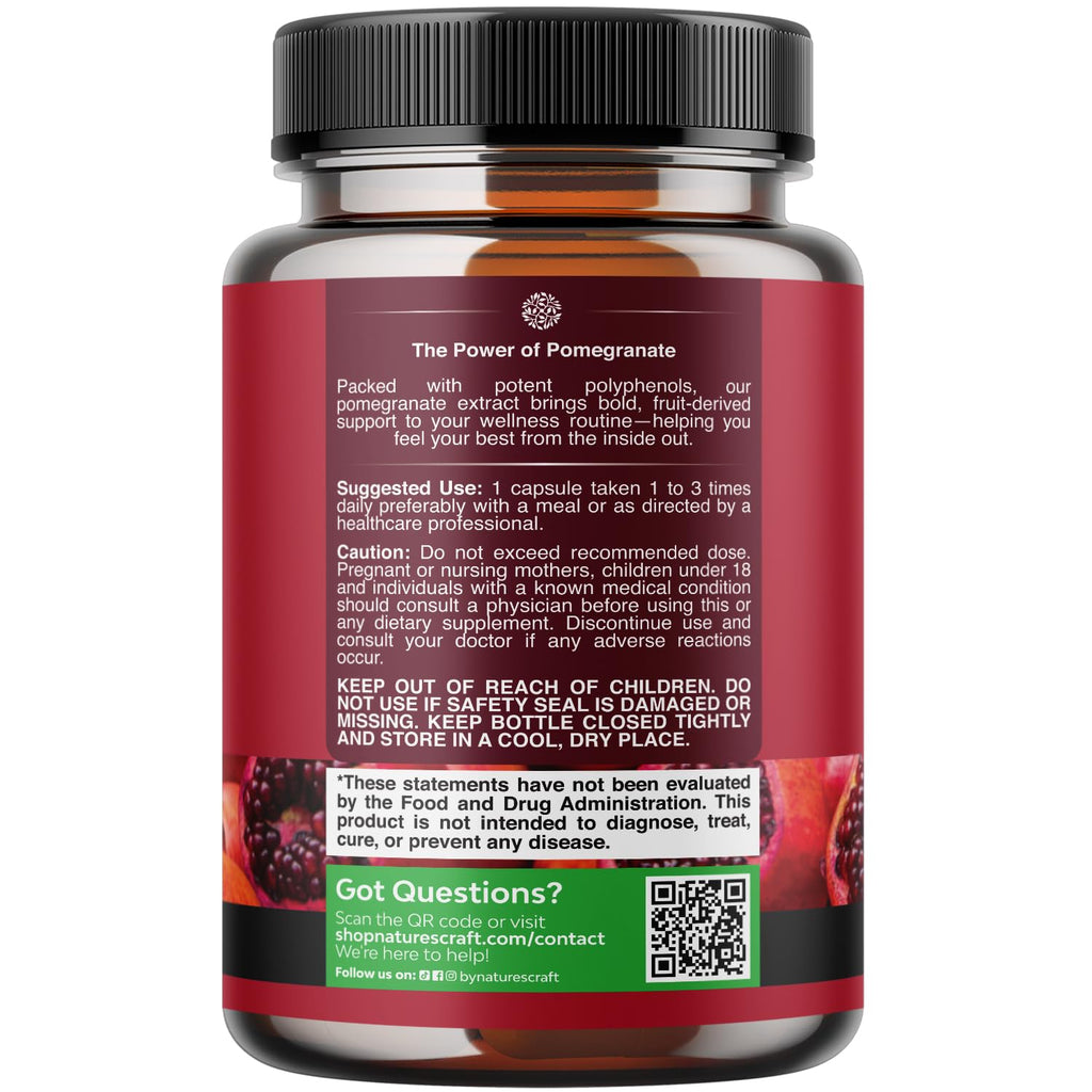 Advanced Antioxidant Superfood Pomegranate Supplement - Natural Pomegranate Extract Polyphenols Supplement for Heart Health and Joint Support - Reds Superfood Powder Capsules for Men and Women - 120ct