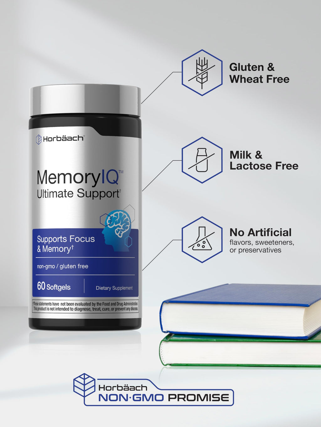 Horbäach Memory IQ Brain Support Supplement | 60 Softgels