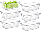 CURTA 6-Pack 1/3 Size 4" Deep NSF Polycarbonate Food Pans | Dishwasher & Freezer Safe Clear Container for Prep Tables, Buffet, Salad Bar, Commercial & Home Kitchen