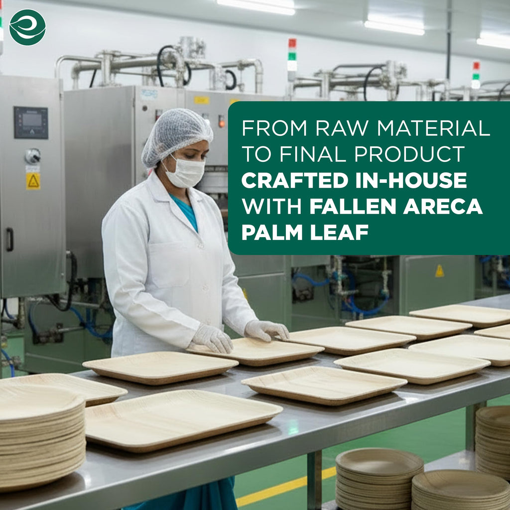 ECO SOUL Palm Leaf Like Bamboo Plates, 6 Inch Square, 50 Pack Bulk Disposable Appetizer & Dessert Tableware, Compostable Biodegradable Natural Wooden Small Party Plates for Wedding, Catering, Events
