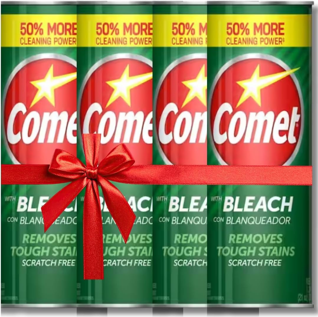 Comet Powder Cleanser with Bleach, Scratch-Free Cleaning Powder, Removes Tough Stains, 21 oz Bottles (Pack of 4)
