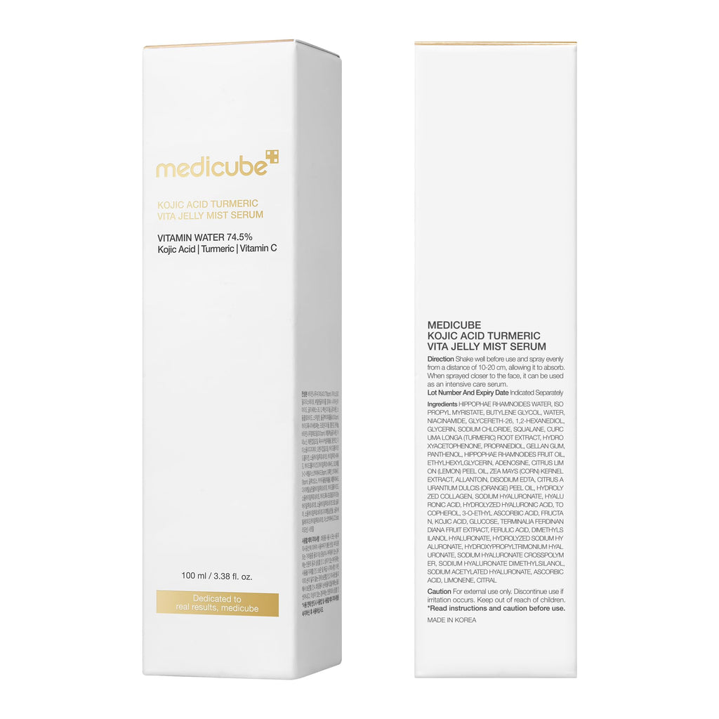 medicube Jelly Mist Serum with Kojic Acid Turmeric | 2-in-1 Daily Facial Spray and Serum | With Vitamin C, Turmeric, Panthenol for Hydrating, Calming Care | Lightweight, Refreshing Mist | 3.38 fl.oz