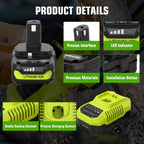 2 Pack 3.6Ah P102 P108 Lithium Replacement for Ryobi 18V Battery and P117 Charger Combo Compatible with Ryobi 18 Volt Battery P102 P103 P104 P105 P107 P108 P109 P189 Cordless Power Tools (Multi)